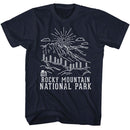 NATIONAL PARKS NPCA ROCKY MOUNTAIN MINIMAL LINE ART S T-Shirt in NAVY
