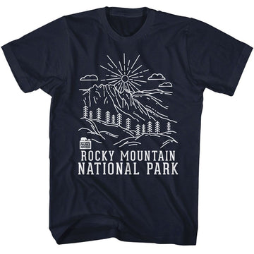 NATIONAL PARKS NPCA ROCKY MOUNTAIN MINIMAL LINE ART S T-Shirt in NAVY