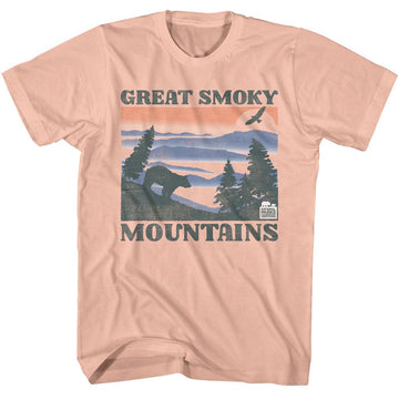 NATIONAL PARKS NPCA GSM BEAR AND MTNS S T-Shirt in Peach