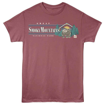 NATIONAL PARKS NPCA SMOKY MOUNTAIN RETRO S T-Shirt in Rouge