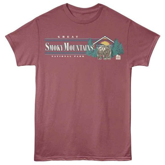 NATIONAL PARKS NPCA SMOKY MOUNTAIN RETRO S T-Shirt in Rouge