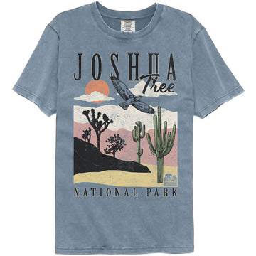 NATIONAL PARKS NPCA JOSHUA TREE LANDSCAPE WITH CACTI T-Shirt in BLUE JEAN