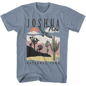 NATIONAL PARKS NPCA JOSHUA TREE LANDSCAPE W CACTI S T-Shirt in Indigo Heather