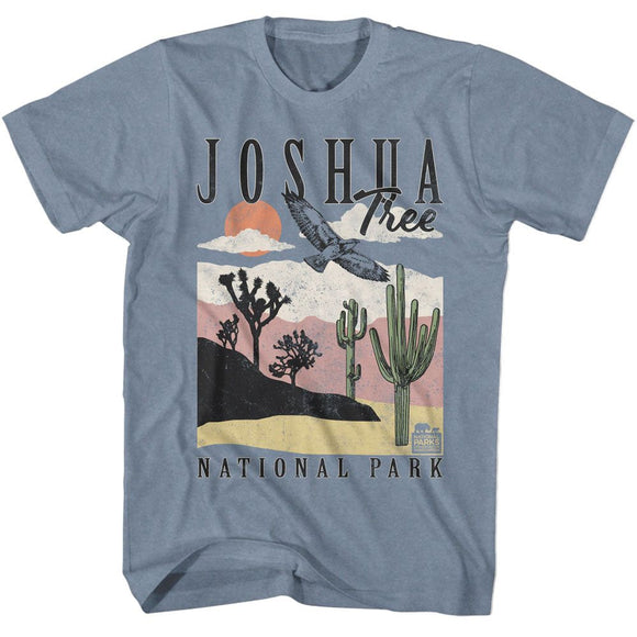 NATIONAL PARKS NPCA JOSHUA TREE LANDSCAPE W CACTI S T-Shirt in Indigo Heather
