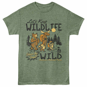 National Parks Wildlife Wild Military Green Heather Adult T-Shirt