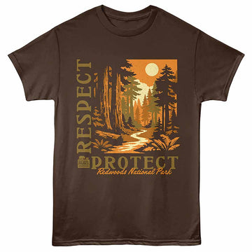 National Parks Respect Protect Redwoods Dark Chocolate Adult T-Shirt
