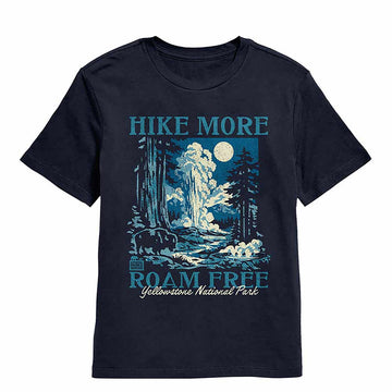 National Parks Hike More Yellowstone Navy Youth T-Shirt