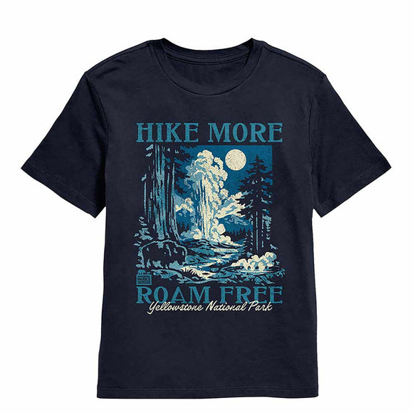 National Parks Hike More Yellowstone Navy Youth T-Shirt