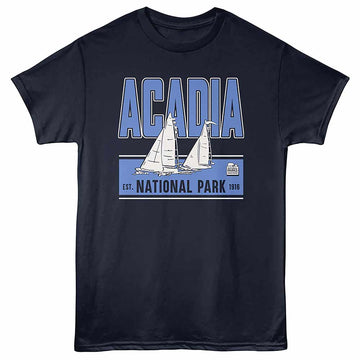 National Parks Sail Acadia Navy Adult T-Shirt