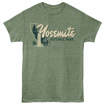 National Parks Yosemite Np Cali Military Green Heather Adult T-Shirt