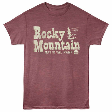 National Parks Rocky Mountain Np Vintage Maroon Heather Adult T-Shirt