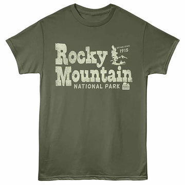 National Parks Rocky Mt Np Military Green Adult T-Shirt