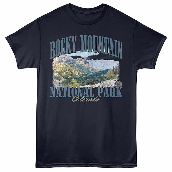 National Parks Rocky Mountain Landscape Navy Youth T-Shirt