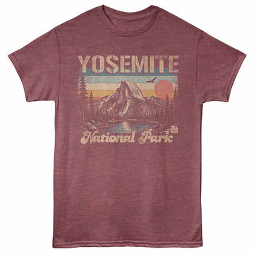 National Parks Retro Yosemite Vintage Maroon Heather Adult T-Shirt