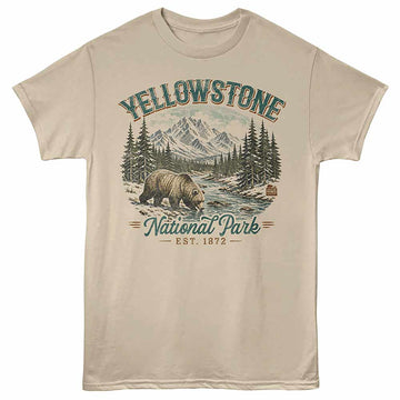 National Parks Yellowstone Bear Sand Adult T-Shirt