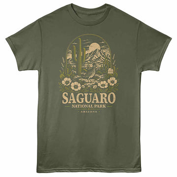 National Parks Saguaro Np Military Green Adult T-Shirt
