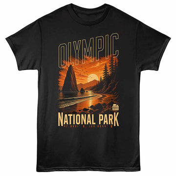 National Parks Olympic Coordinates Black Adult T-Shirt