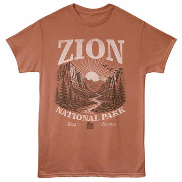 National Parks Zion Np Rust Heather Adult T-Shirt