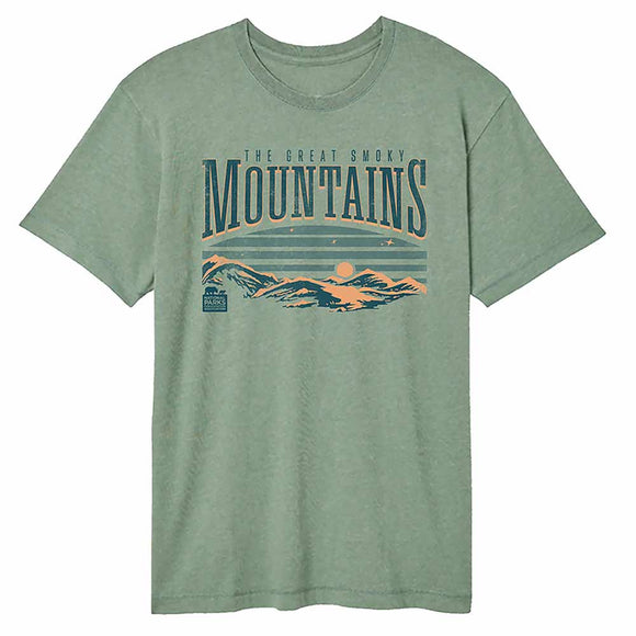 National Parks Smoky Mountains Sunset Basil Vintage Wash Adult T-Shirt