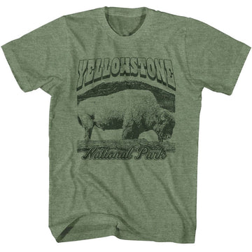 NATIONAL PARKS NPCA YELLOWSTONE BISON S T-Shirt in Military Green Heather