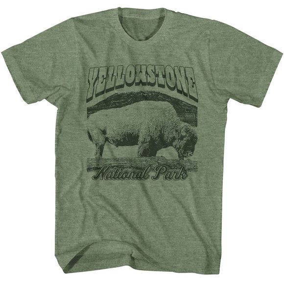 NATIONAL PARKS NPCA YELLOWSTONE BISON S T-Shirt in Military Green Heather