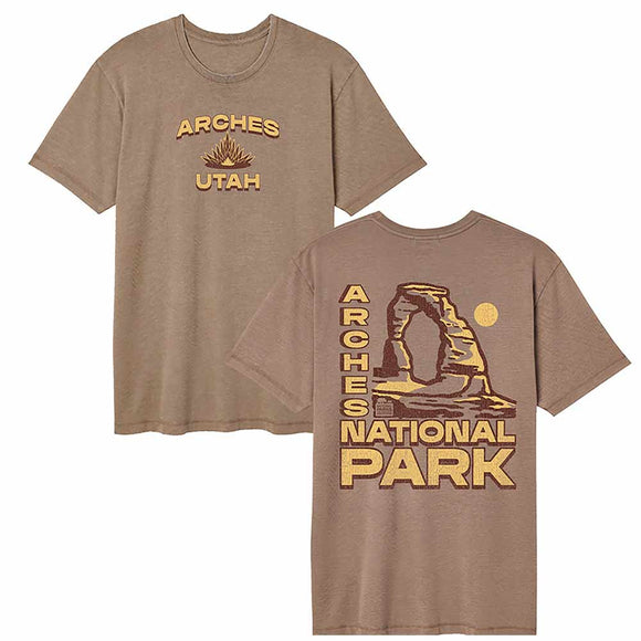National Parks Arches Two Color Coyote Brown Vintage Wash Adult T-Shirt