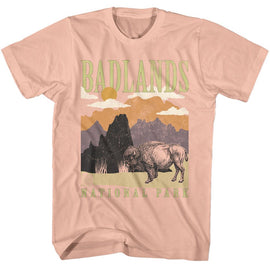 NATIONAL PARKS NPCA BADLANDS MINIMALIST LANDSCAPE S T-Shirt in Peach