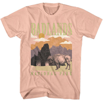 NATIONAL PARKS NPCA BADLANDS MINIMALIST LANDSCAPE S T-Shirt in Peach