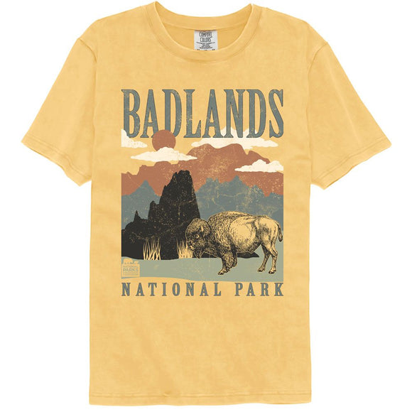 NATIONAL PARKS NPCA BADLANDS MINIMALIST LANDSCAPE COMFORT T-Shirt in Mustard