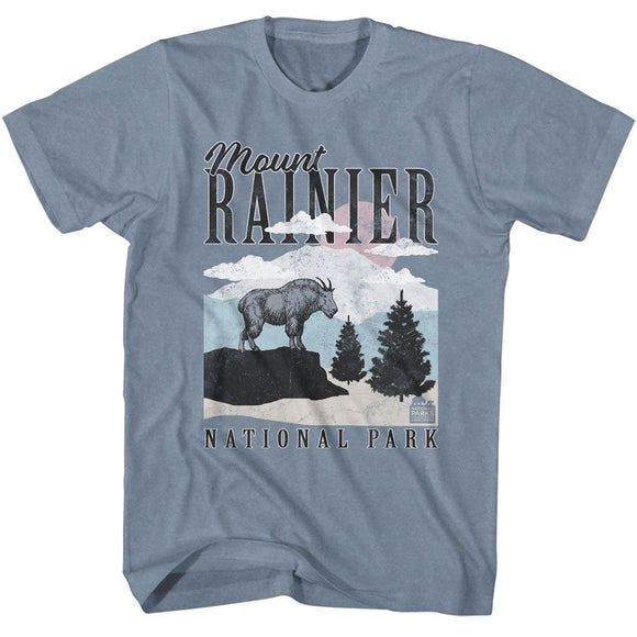 NATIONAL PARKS NPCA RANIER MINIMALIST LANDSCAPE S T-Shirt in Indigo Heather