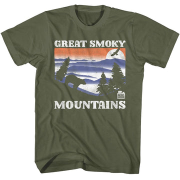 NATIONAL PARKS NPCA GSM BEAR AND MTNS DARK S T-Shirt in Military Green