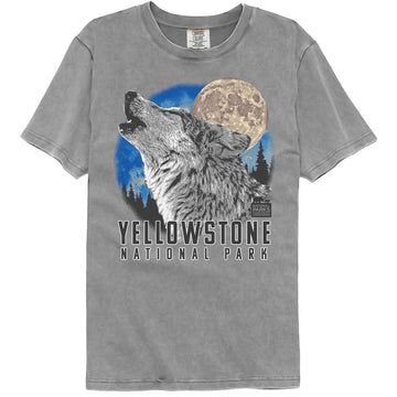 NATIONAL PARKS NPCA YELLOWSTONE HOWLING WOLF COMFORT COLOR S T-Shirt in GRAY