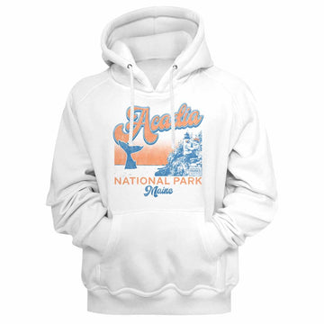 National Parks Acadia Whale White Adult Hooded Sweatshirt