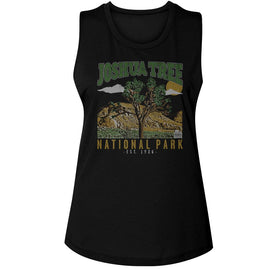 NATIONAL PARKS NPCA JOSHUA TREE EST 1936 LADIES MUSCLE TANK T-Shirt in Black