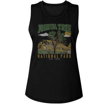 NATIONAL PARKS NPCA JOSHUA TREE EST 1936 LADIES MUSCLE TANK T-Shirt in Black