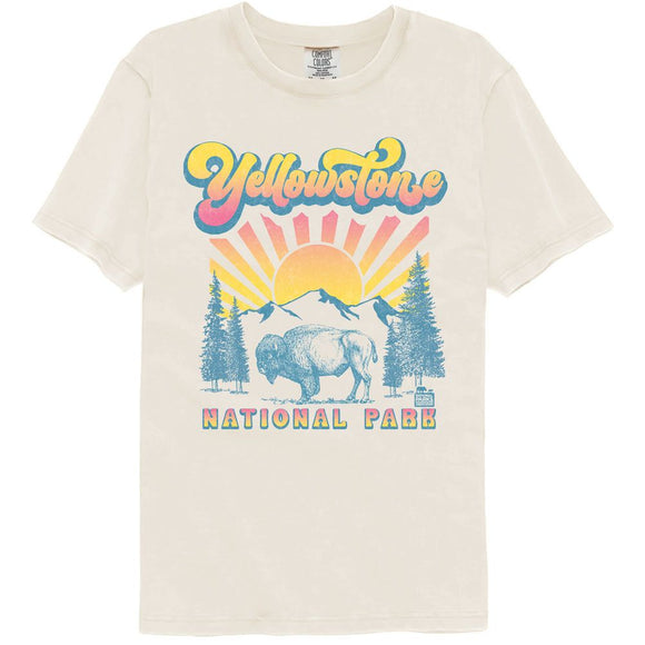 NATIONAL PARKS NPCA BUFFALO WITH GRADIENT SUN COMFORT COLOR T-Shirt in Ivory