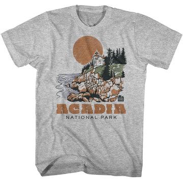 NATIONAL PARKS NPCA ACADIA DRAWN LIGHTHOUSE S T-Shirt in GRAY Heather