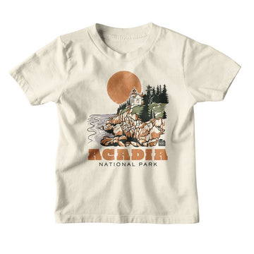 NATIONAL PARKS NPCA ACADIA DRAWN LIGHTHOUSE YOUTH XS 5 6 T-Shirt in Natural