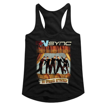 NSYNC NO STRINGS NO WORDS LADIES SLIMFIT RACERBACK T-Shirt in Black