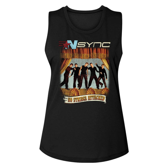 NSYNC NO STRINGS NO WORDS LADIES MUSCLE TANK S T-Shirt in Black