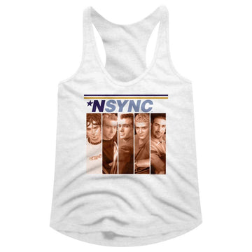 NSYNC BOXES LADIES SLIMFIT RACERBACK S T-Shirt in White
