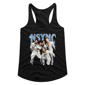 NSYNC STRIKE A POSE LADIES SLIMFIT RACERBACK S T-Shirt in Black
