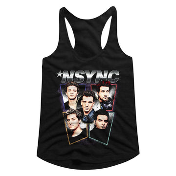 NSYNC HEADS LADIES SLIMFIT RACERBACK S T-Shirt in Black