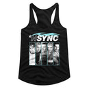 NSYNC BLUE FLAME LADIES SLIMFIT RACERBACK S T-Shirt in Black