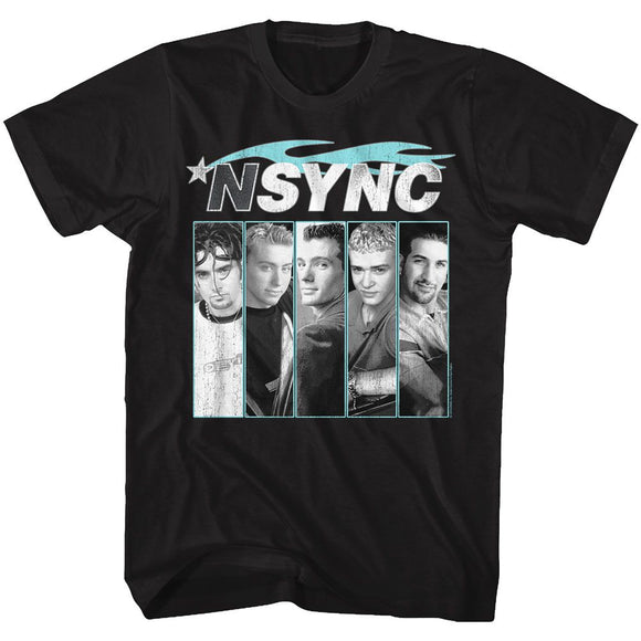 NSYNC BLUE FLAME S T-Shirt in Black