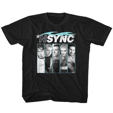 NSYNC BLUE FLAME YOUTH XS 5 6 T-Shirt in Black