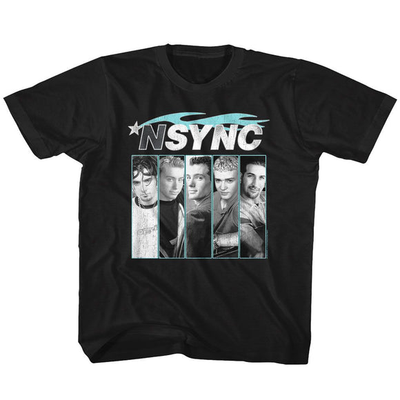NSYNC BLUE FLAME YOUTH XS 5 6 T-Shirt in Black