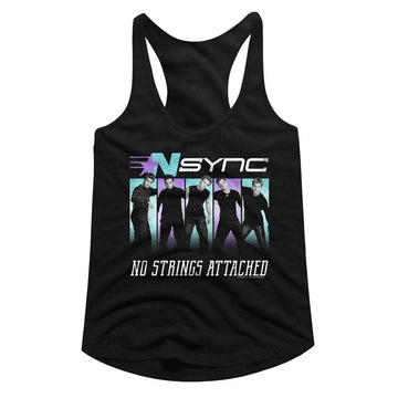 NSYNC BLUE PURPLE LADIES SLIMFIT RACERBACK S T-Shirt in Black