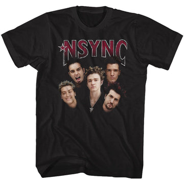 NSYNC GROUP SHOT S T-Shirt in Black