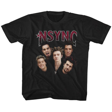 NSYNC GROUP SHOT YOUTH XS 5 6 T-Shirt in Black